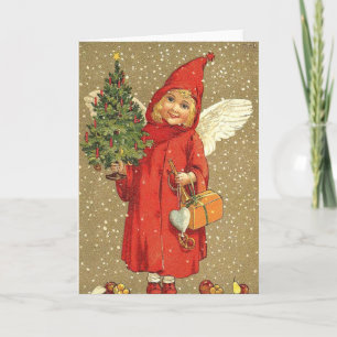 Cartes Pour Fêtes Annuelles Neige d'arbre de Noël d'ange d'ange