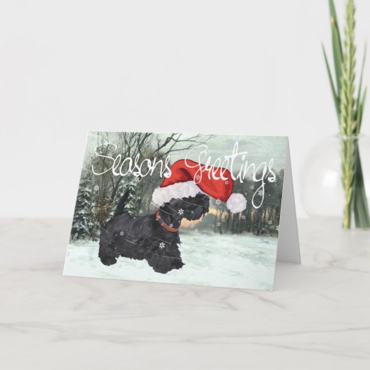 Cartes Pour Fêtes Annuelles Neige de Noël écossaise Terrier (Devant)