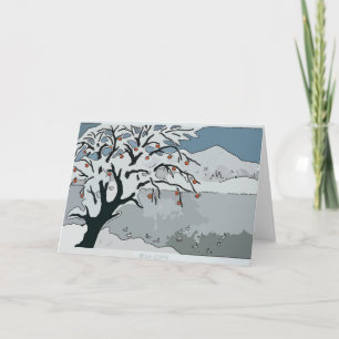 Cartes Pour Fêtes Annuelles Neige et montagne japonaises de Noël