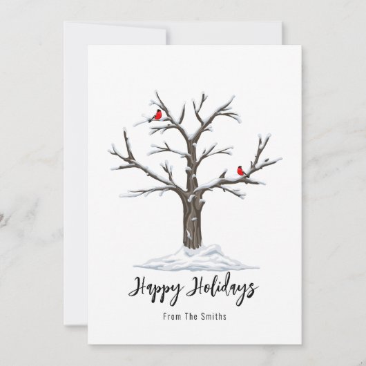 Cartes Pour Fêtes Annuelles Neige Et Oiseaux Rouges Noël Joyeux (Devant)