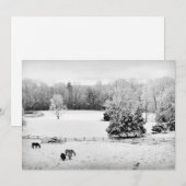 Cartes Pour Fêtes Annuelles Neige fraîche tombée au ranch du cheval (Devant / Derrière)