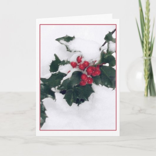 Cartes Pour Fêtes Annuelles Neige sur Holly (Devant)