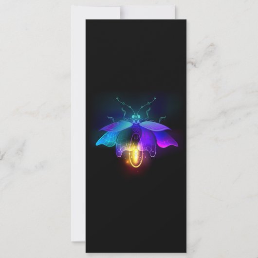 Cartes Pour Fêtes Annuelles Neon Firefly sur noir (Devant)