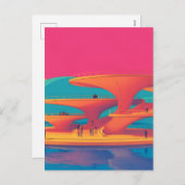 Cartes Pour Fêtes Annuelles neon lagoon sunset neon futurist park floating pla (Devant / Derrière)