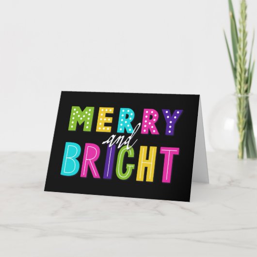 Cartes Pour Fêtes Annuelles Neon Merry et Bright (Devant)