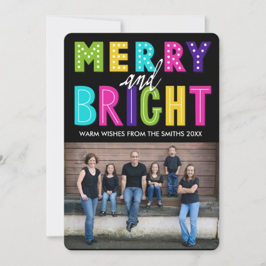 Cartes Pour Fêtes Annuelles Neon Merry et Bright (Devant)