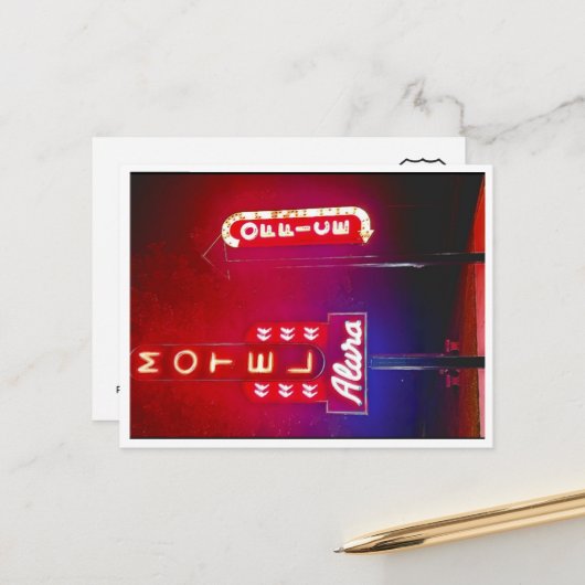 Cartes Pour Fêtes Annuelles Neon Park Rt 66 Motel (Devant/Arrière en situation)