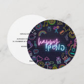 Cartes Pour Fêtes Annuelles Neon Purim (Devant / Derrière)