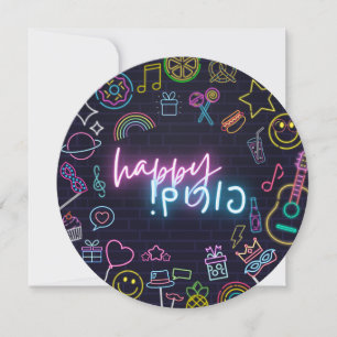 Cartes Pour Fêtes Annuelles Neon Purim