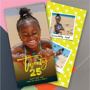 Cartes Pour Fêtes Annuelles Neon Yellow 2025 brossé Mix Typographie Nouvel An
