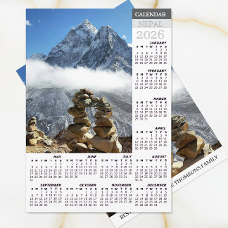 Cartes Pour Fêtes Annuelles Nepal 2026 Calendar Card, Ama Dablan, Sagarmatha