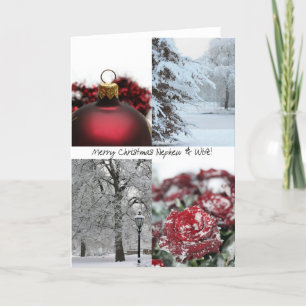 Cartes Pour Fêtes Annuelles Nephew & Femme Joyeux Noël! neige rouge hiver col