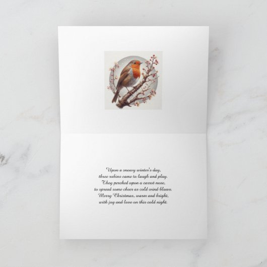 Cartes Pour Fêtes Annuelles Nephew Robins et Snowman Noël (Intérieur)