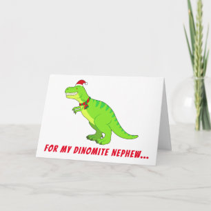 Cartes Pour Fêtes Annuelles Nephew : T-Rex à Santa Hat pour Noël !