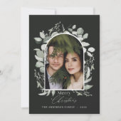 Cartes Pour Fêtes Annuelles Nettoyer moderne élégant botanique vert gris photo (Devant)