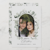 Cartes Pour Fêtes Annuelles Nettoyer moderne élégant botanique vert gris photo (Devant / Derrière)