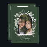 Cartes Pour Fêtes Annuelles Nettoyer moderne élégante photo vert botanique<br><div class="desc">Nettoyer moderne élégant botanique vert gris simplement classe arche botanique photo de Noël design de Noël.</div>