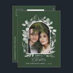 Cartes Pour Fêtes Annuelles Nettoyer moderne élégante photo vert botanique<br><div class="desc">Nettoyer moderne élégant botanique vert gris simplement classe arche botanique photo de Noël design de Noël.</div>