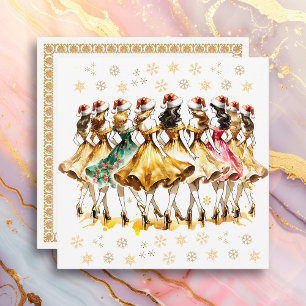 Cartes Pour Fêtes Annuelles Neuf Dames Dançant Les Douze Jours de Noël
