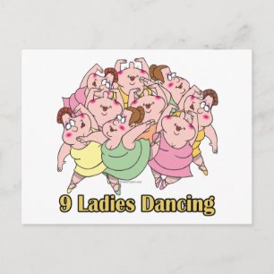Cartes Pour Fêtes Annuelles neuf dames dansant le neuvième jour de noël