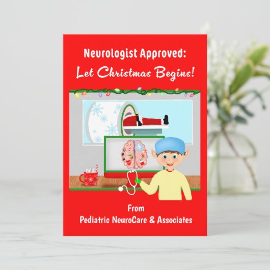 Cartes Pour Fêtes Annuelles Neurologue Approuvé : Noël Commence Père Noël En I (Debout devant)