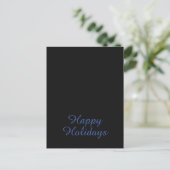 Cartes Pour Fêtes Annuelles Neutral Black & Blue Plain Elegant Happy Holidays (Debout devant)