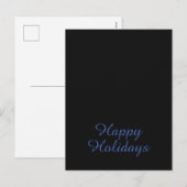 Cartes Pour Fêtes Annuelles Neutral Black & Blue Plain Elegant Happy Holidays (Devant / Derrière)