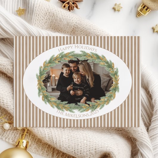 Cartes Pour Fêtes Annuelles Neutral Pine Wreath Photo Christmas