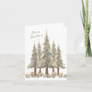 Cartes Pour Fêtes Annuelles Neutral White Christmas Trees Cream Holiday