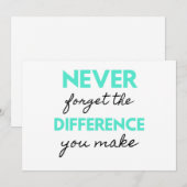 Cartes Pour Fêtes Annuelles Never Forget The Difference You Make 2 (Devant / Derrière)