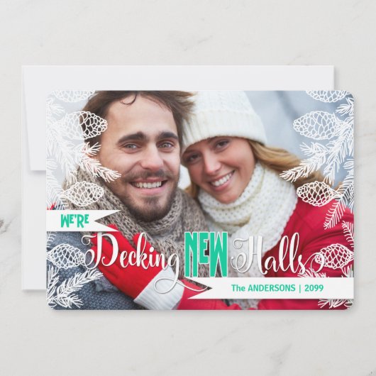 Cartes Pour Fêtes Annuelles New Address Holiday Decking NEW Halls (Devant)