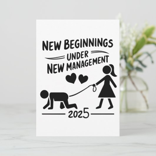 Cartes Pour Fêtes Annuelles New Beginnings Under New Managment 2025 (Debout devant)