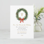 Cartes Pour Fêtes Annuelles New Home for the Holidays Wreath Monogram (Debout devant)