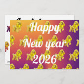 Cartes Pour Fêtes Annuelles New year greeting with poodle (Devant / Derrière)