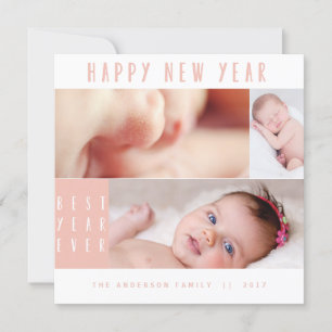 CARTES POUR FÊTES ANNUELLES NEW YEAR, NEW BABY-BLUSH