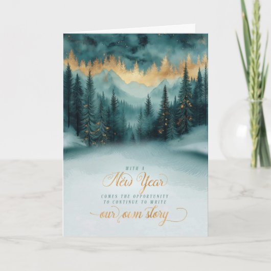 Cartes Pour Fêtes Annuelles New Year Pine Forest Write Our Own Story (Devant)