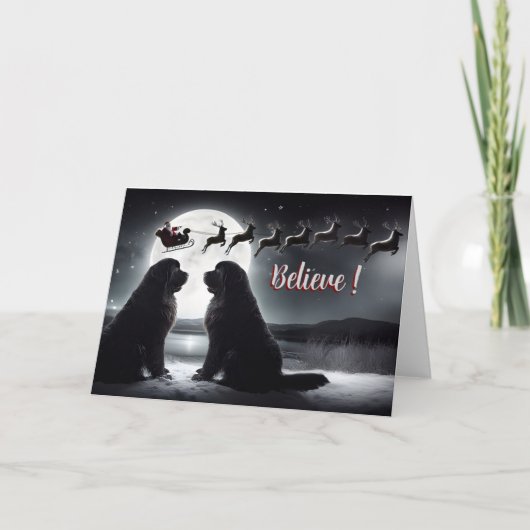 Cartes Pour Fêtes Annuelles Newfs et Père Noël Silhouette Noël (Devant)