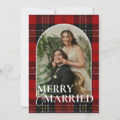 Cartes Pour Fêtes Annuelles Newlyweds Rustic Modern Plaid Tartan Red (Devant)