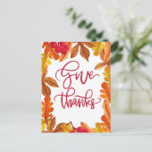 Cartes Pour Fêtes Annuelles Nice Donner Merci à l'automne Feuille (Debout devant)