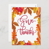 Cartes Pour Fêtes Annuelles Nice Donner Merci à l'automne Feuille (Devant / Derrière)