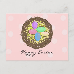 Cartes Pour Fêtes Annuelles Nid de Pâques avec œufs