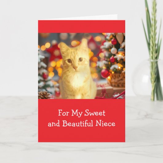 Cartes Pour Fêtes Annuelles Niece Christmas with Cute Ginger Kitty (Devant)