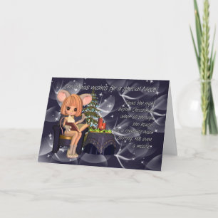 Cartes Pour Fêtes Annuelles Nièce de Noël, nuit avant souris de Noël