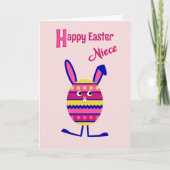Cartes Pour Fêtes Annuelles Nièce OEuf de Pâques lapin rose (Devant)