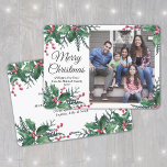 Cartes Pour Fêtes Annuelles N'Importe Quel Texte 1 Photo Noël Holly & Berries<br><div class="desc">Envoyez des voeux joyeux et partagez une photo préférée avec une carte de vacances photo collage personnalisée. Tout le texte sur ce modèle est simple à customiser pour inclure n'importe quel libellé, comme Joyeux Noël, Joyeux Fêtes, Joyeuses Fêtes, Bonne Année, Soirée de voeux, etc. (IMAGE PLACEMENT CONSEIL : Un moyen...</div>