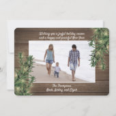 Cartes Pour Fêtes Annuelles N'Importe Quel Texte 2 Photo Bois Rustique, Pins & (Dos)