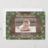 Cartes Pour Fêtes Annuelles N'Importe Quel Texte 2 Photo Bois Rustique, Pins & (Devant)