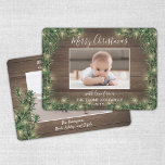 Cartes Pour Fêtes Annuelles N'Importe Quel Texte 2 Photo Bois Rustique, Pins &<br><div class="desc">Envoyez des salutations joyeuses et partagez deux de vos photos préférées avec une carte de vacances photo personnalisée et élégante. Tout le texte sur ce modèle est simple à personnaliser pour inclure n'importe quel libellé, comme Joyeux Noël, Joyeux Fêtes, Joyeuses Fêtes, Jour de l'An.. (CONSEIL EN MATIÈRE DE PLACEMENT D'IMAGE...</div>