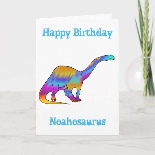 Cartes Pour Fêtes Annuelles Noah saurus Rainbow Brontosaurus Dinosaur Ajouter  (Devant)