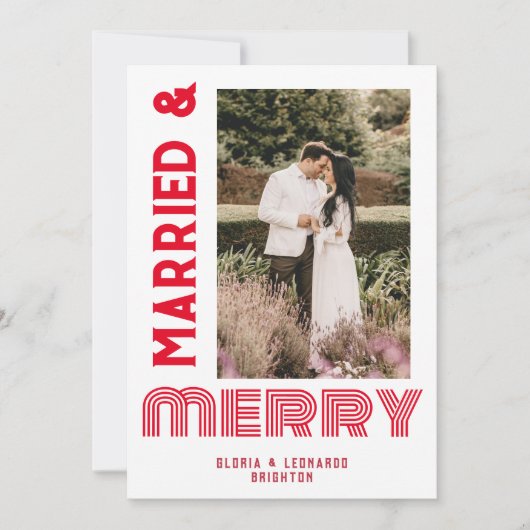 Cartes Pour Fêtes Annuelles Noces Rouges Mariés & Joyeux (Devant)